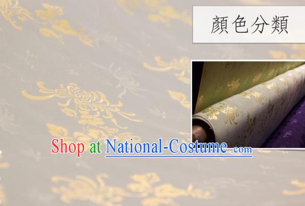 Chinese Traditional Chrysanthemum Pattern Design Grey Silk Fabric Asian China Hanfu Jacquard Mulberry Silk Material