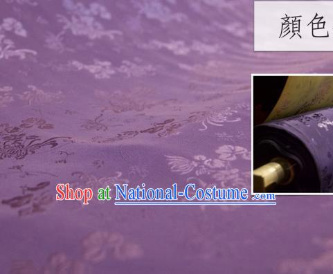 Chinese Traditional Chrysanthemum Pattern Design Purple Silk Fabric Asian China Hanfu Jacquard Mulberry Silk Material