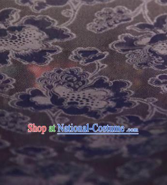 Chinese Traditional Peony Pattern Design Black Silk Fabric Asian China Hanfu Gambiered Guangdong Mulberry Silk Material