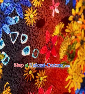 Chinese Traditional Chrysanthemum Pattern Design Red Silk Fabric Asian China Hanfu Gambiered Guangdong Mulberry Silk Material