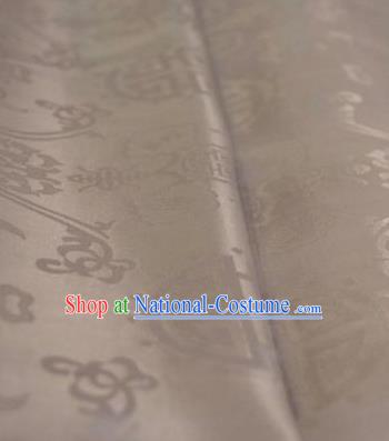 Chinese Traditional Double Fishes Pattern Design Silvery Silk Fabric Asian China Hanfu Jacquard Mulberry Silk Material