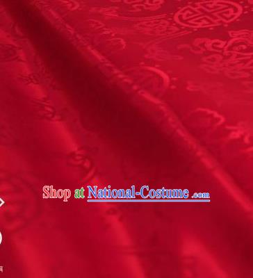 Chinese Traditional Double Fishes Pattern Design Red Silk Fabric Asian China Hanfu Jacquard Mulberry Silk Material