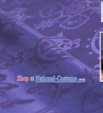 Chinese Traditional Double Fishes Pattern Design Purple Silk Fabric Asian China Hanfu Jacquard Mulberry Silk Material