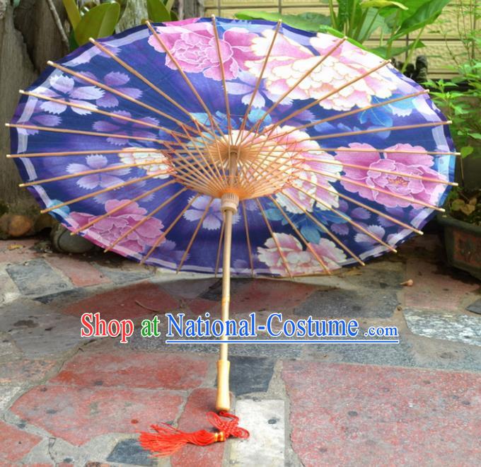 Chinese Artware Paper Umbrella Traditional Printing Flowers Purple Oil Paper Umbrella Classical Dance Umbrella Handmade Umbrellas