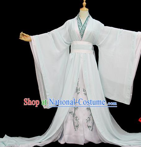 Chinese Traditional Cosplay Taoist Priest Light Green Costumes Ancient Swordsman Clothing for Men