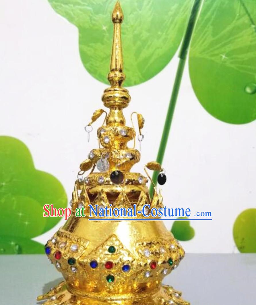 Traditional Thailand Crown Classical Tower Headdress Handmade Thai Hat