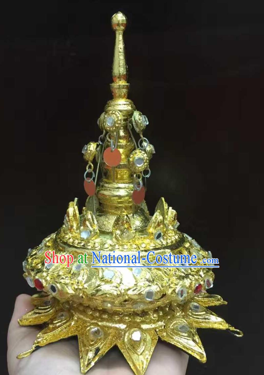 Traditional Thailand Crown Classical Tower Headdress Handmade Thai Hat