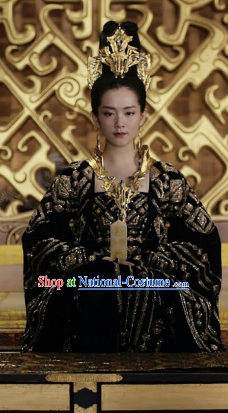 Drama Novoland Eagle Flag Chinese Ancient Royal Princess Xiao Zhou Replica Costumes and Headpiece for Women