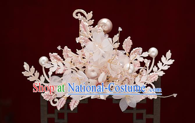 Chinese Traditional Wedding Silk Flowers Hair Comb Bride Handmade Tassel Hairpins Hair Accessories Complete Set for Women