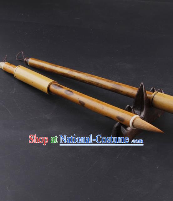 The Four Treasures of Study Mottled Bamboo Writing Brushes Chinese Calligraphy Weasel Hair Brush Pen