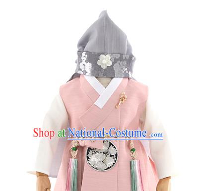 Asian Korea Children Birthday Fashion Korean Traditional Embroidered Pink Shirt and Pants Apparels Hanbok Costumes for Kids