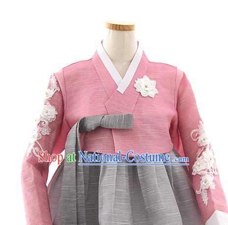 Korean Bride Mother Maroon Blouse and Grey Dress Korea Fashion Costumes Traditional Hanbok Festival Apparels for Women