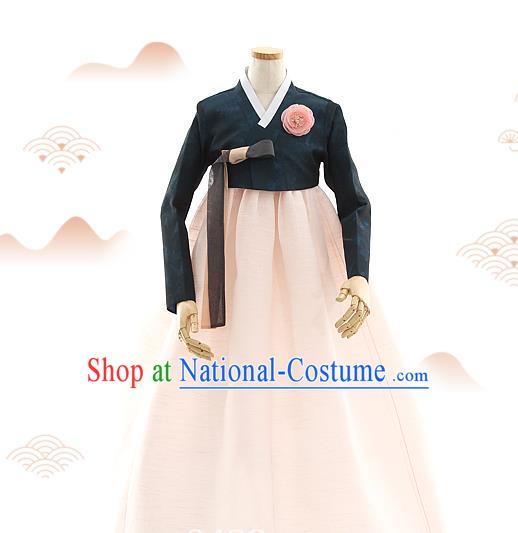 Korean Bride Mother Dark Green Blouse and Dress Korea Fashion Costumes Traditional Hanbok Festival Apparels for Women