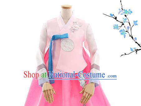 Korean Bride Hanbok Pink Blouse and Rosy Dress Korea Fashion Wedding Costumes Traditional Festival Apparels for Women