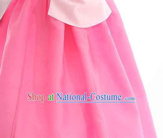 Korean Bride Hanbok Pink Blouse and Rosy Dress Korea Fashion Wedding Costumes Traditional Festival Apparels for Women