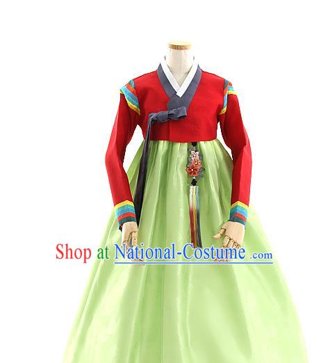 Korean Bride Mother Hanbok Red Blouse and Green Dress Korea Fashion Costumes Traditional Festival Apparels for Women