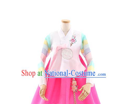 Korean Bride Hanbok Pink Blouse and Rosy Dress Korea Fashion Wedding Costumes Traditional Festival Apparels for Women