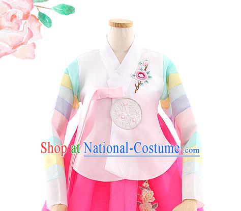 Korean Bride Hanbok Pink Blouse and Rosy Dress Korea Fashion Wedding Costumes Traditional Festival Apparels for Women