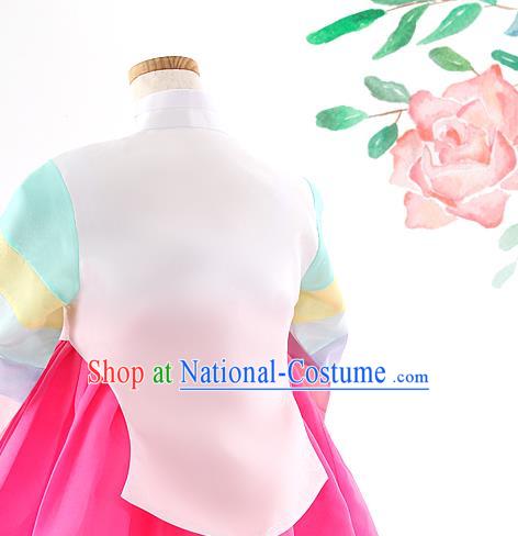 Korean Bride Hanbok Pink Blouse and Rosy Dress Korea Fashion Wedding Costumes Traditional Festival Apparels for Women