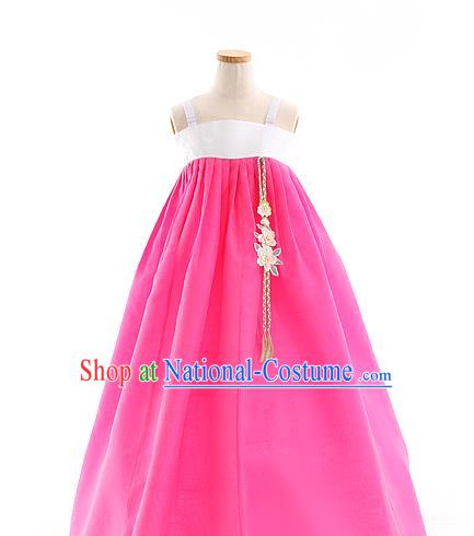 Korean Bride Hanbok Pink Blouse and Rosy Dress Korea Fashion Wedding Costumes Traditional Festival Apparels for Women