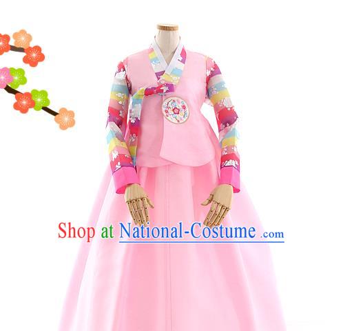 Korean Bride Hanbok Pink Blouse and Dress Korea Fashion Wedding Costumes Traditional Festival Apparels for Women