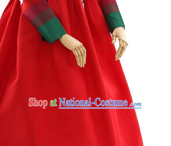 Korean Bride Hanbok White Blouse and Red Dress Korea Fashion Wedding Costumes Traditional Festival Apparels for Women