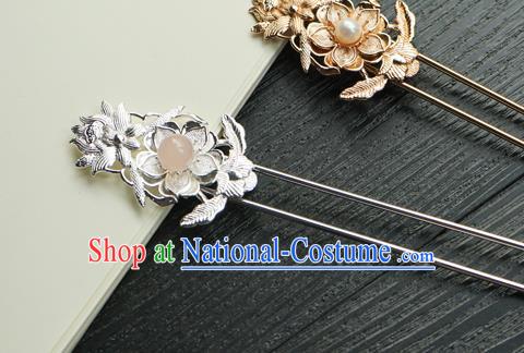 Chinese Classical Argent Hair Clip Hair Accessories Handmade Ancient Tang Dynasty Hairpin for Women