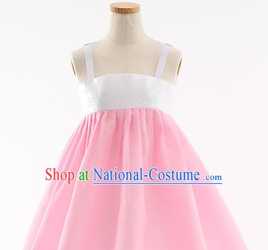 Korean Bride Hanbok Blue Blouse and Pink Dress Korea Fashion Wedding Costumes Traditional Festival Apparels for Women