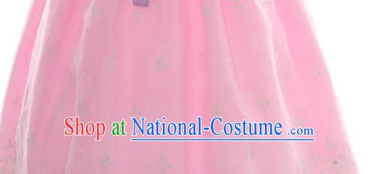 Korean Bride Hanbok Blue Blouse and Pink Dress Korea Fashion Wedding Costumes Traditional Festival Apparels for Women