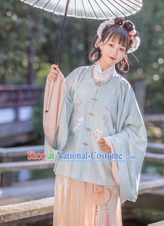 Ancient Chinese Ming Dynasty Royal Princess Costumes Traditional Hanfu Apparels Embroidered Blouse Top and Skirt Full Set