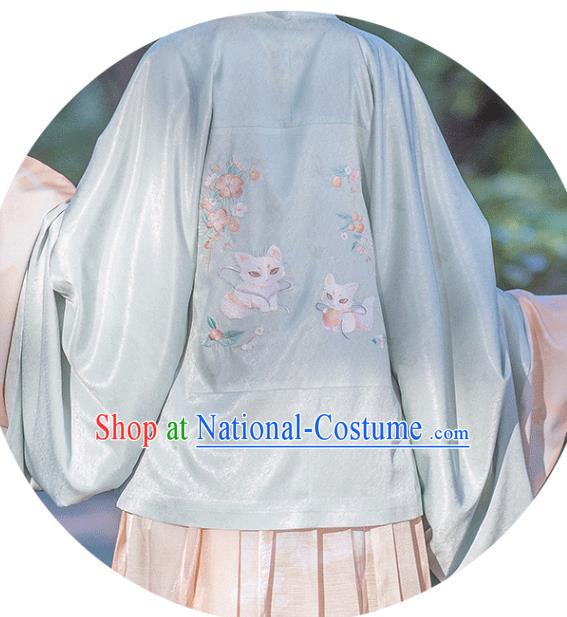 Ancient Chinese Ming Dynasty Royal Princess Costumes Traditional Hanfu Apparels Embroidered Blouse Top and Skirt Full Set