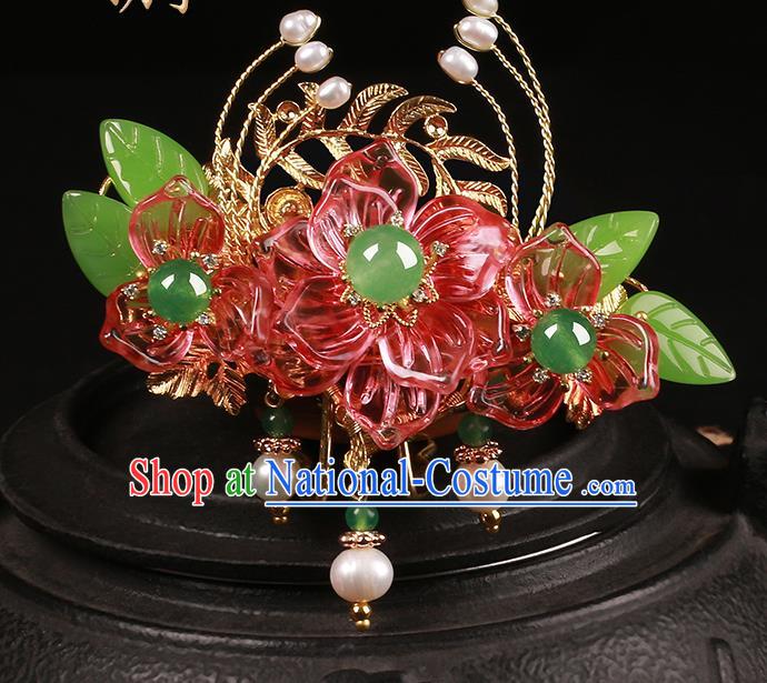 Chinese Classical Tang Dynasty Princess Flowers Hair Crown Hair Accessories Handmade Ancient Court Hanfu Hairpins for Women