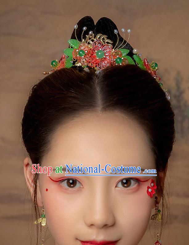 Chinese Classical Tang Dynasty Princess Flowers Hair Crown Hair Accessories Handmade Ancient Court Hanfu Hairpins for Women