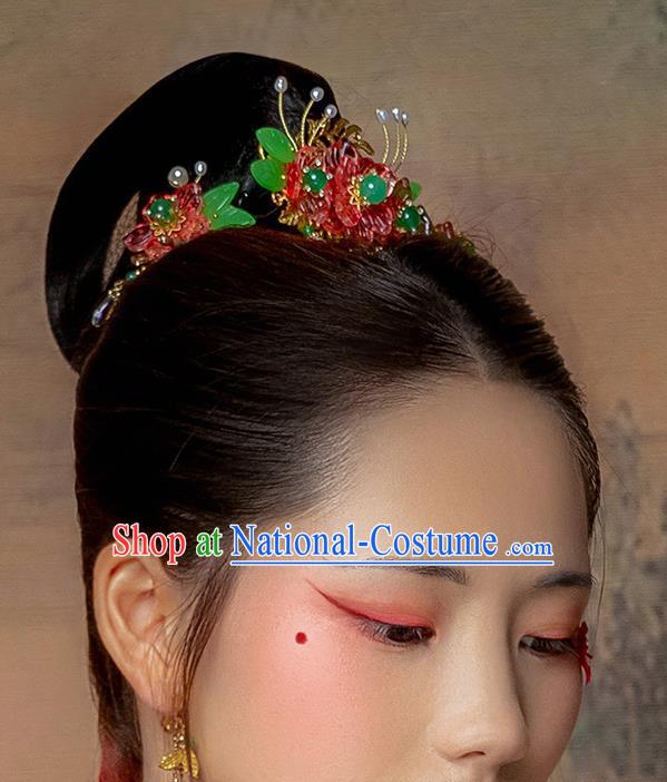 Chinese Classical Tang Dynasty Princess Flowers Hair Crown Hair Accessories Handmade Ancient Court Hanfu Hairpins for Women