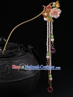 Chinese Classical Shell Plum Hair Clip Hanfu Hair Accessories Handmade Ancient Princess Beads Tassel Hairpins for Women