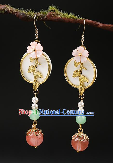 Handmade Chinese Ear Accessories Classical Eardrop Ancient Women Hanfu Golden Leaf Earrings