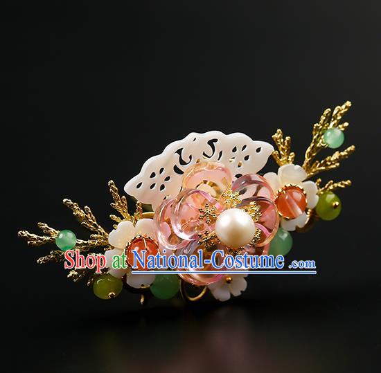 Chinese Classical Song Dynasty Shell Hair Crown Hanfu Hair Accessories Handmade Ancient Princess Flowers Hairpins for Women