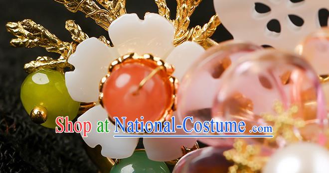 Chinese Classical Song Dynasty Shell Hair Crown Hanfu Hair Accessories Handmade Ancient Princess Flowers Hairpins for Women