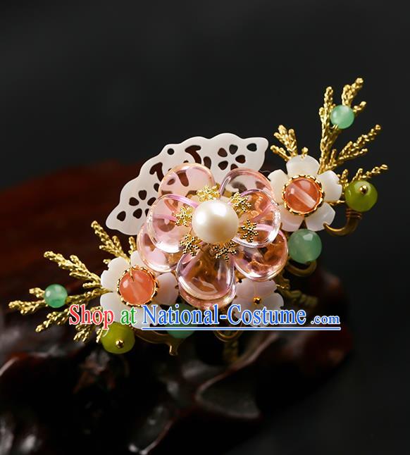 Chinese Classical Song Dynasty Shell Hair Crown Hanfu Hair Accessories Handmade Ancient Princess Flowers Hairpins for Women