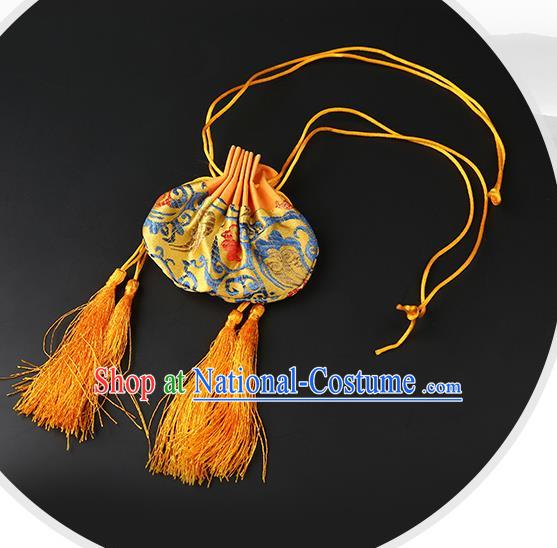 Chinese Classical Hanfu Golden Silk Perfume Satchel Waist Accessories Ancient Princess Sachet Belt Pendant