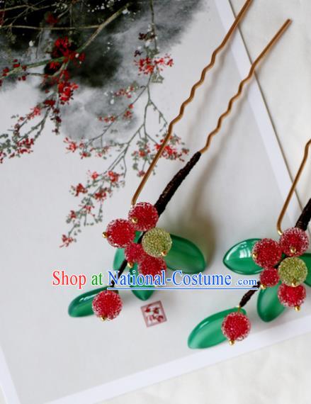 Chinese Classical Hair Clip Hanfu Hair Accessories Handmade Ancient Princess Waxberry Hairpins for Women