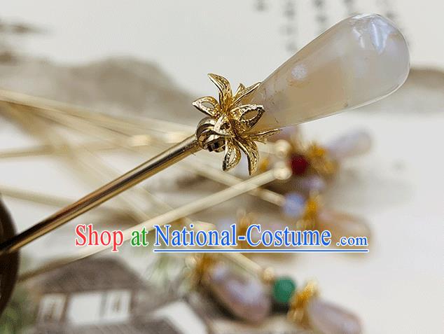 Chinese Classical Tang Dynasty Hair Clip Hanfu Hair Accessories Handmade Ancient Princess Golden Hairpin for Women