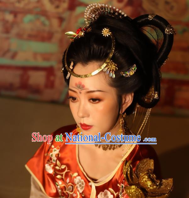 Chinese Classical Dance Hair Clip Women Hanfu Hair Accessories Handmade Ancient Tang Dynasty Court Hairpins Complete Set