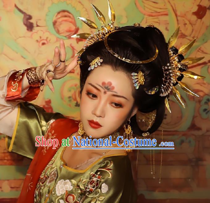 Chinese Classical Dance Hair Clip Women Hanfu Hair Accessories Handmade Ancient Tang Dynasty Court Hairpins Complete Set