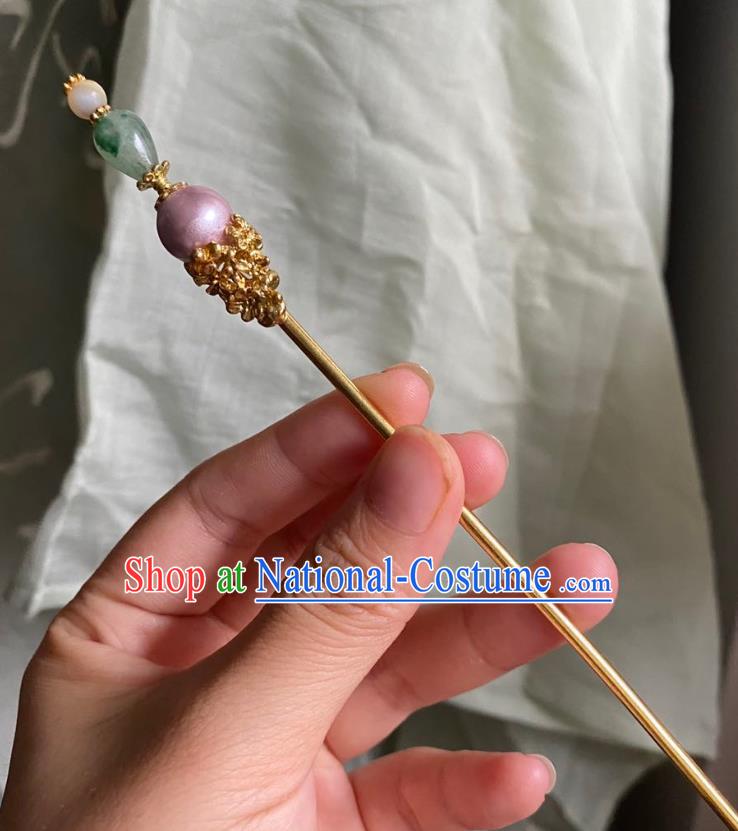 Chinese Song Dynasty Court Hairpin Handmade Ancient Empress Hanfu Hair Accessories Glass Hair Clip