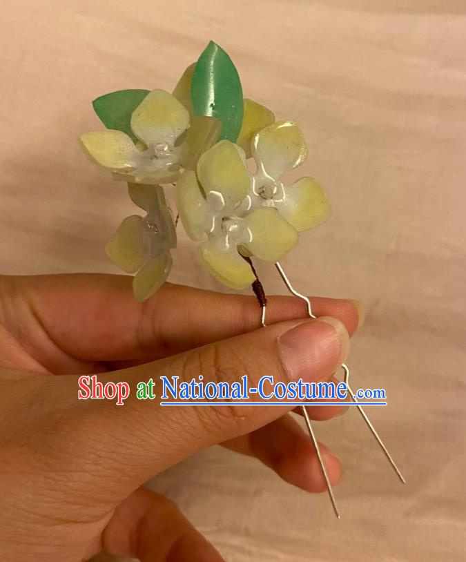 Chinese Ancient Palace Lady Fragrans Hairpin Hanfu Hair Accessories Handmade Flowers Hair Clip