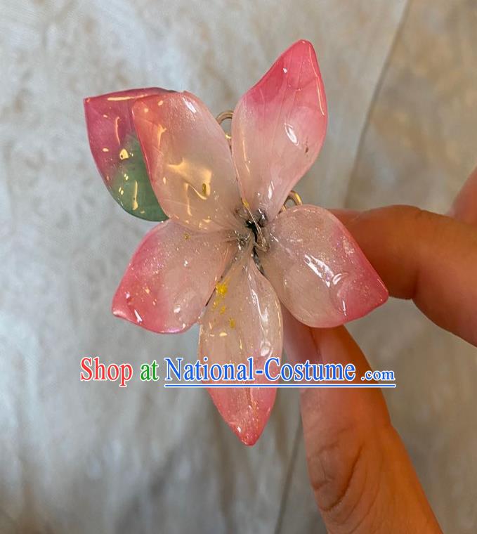 Chinese Women Hanfu Hair Accessories Classical Pink Peach Blossom Hair Clip Handmade Ancient Princess Hairpin