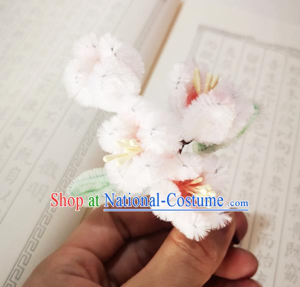 Chinese Ancient Princess Pink Velvet Hairpins Hair Accessories Handmade Qing Dynasty Palace Lady Plum Blossom Hair Stick