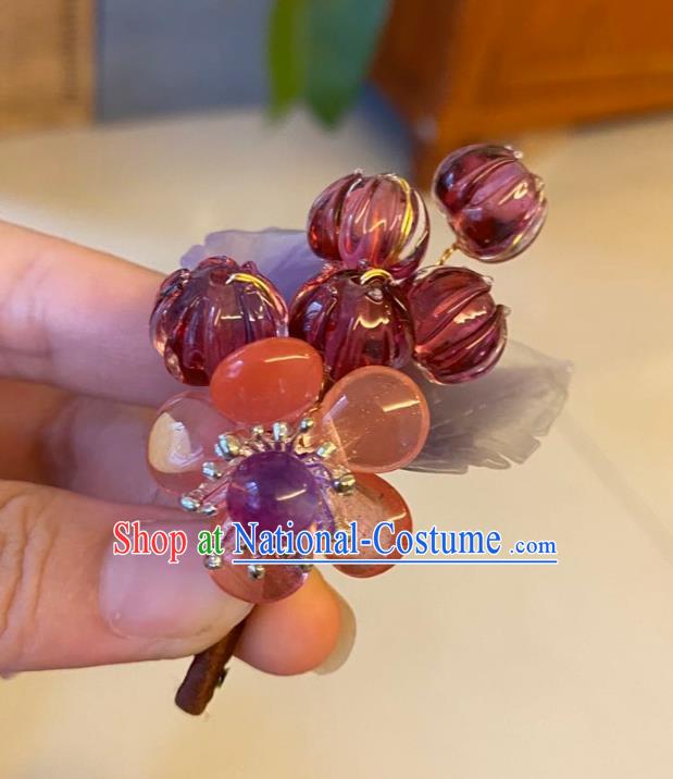 Chinese Ancient Palace Lady Plum Blossom Hairpins Hair Accessories Handmade Plastic Waxberry Hair Stick