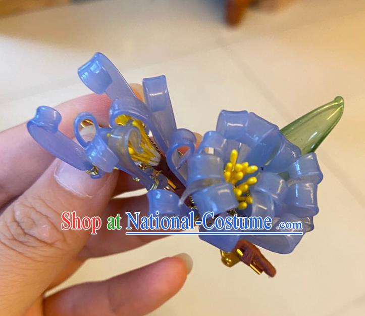 Chinese Ancient Palace Lady Blue Chrysanthemum Hairpins Hair Accessories Handmade Plastic Flowers Hair Comb